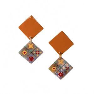 NEW SUNSHINE TIENDA women's burnt teja drop earrings in terracotta